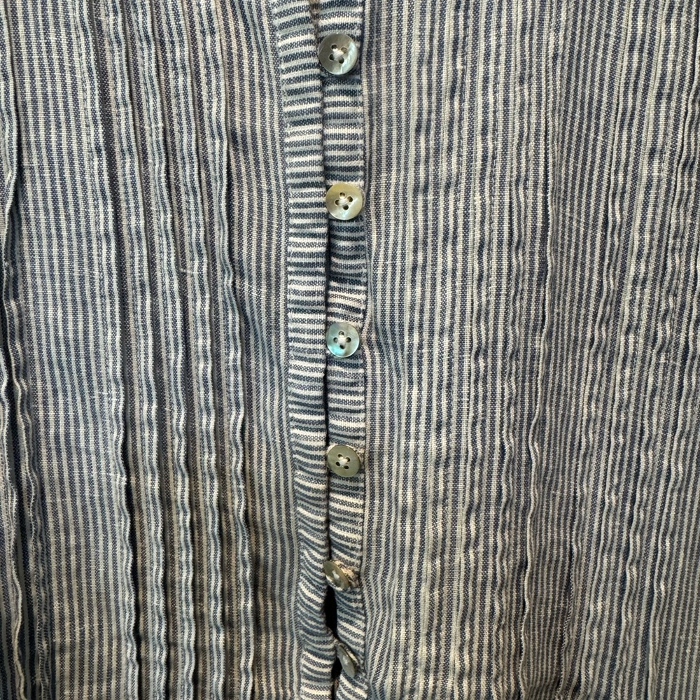 Pre-Owned Women’s Faherty Isha Dress Blue Mini Stripe - Picture 5 of 6
